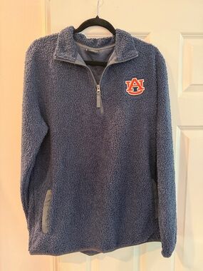 Colosseum Navy Sherpa Quarter-Zip Pullover with Orange Auburn Logo